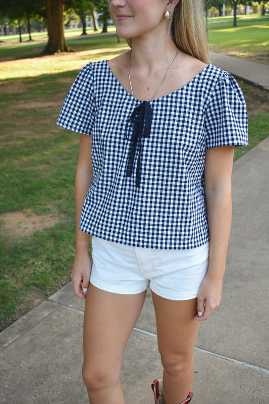 Gingham Bow Top