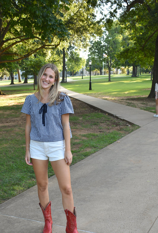 Gingham Bow Top